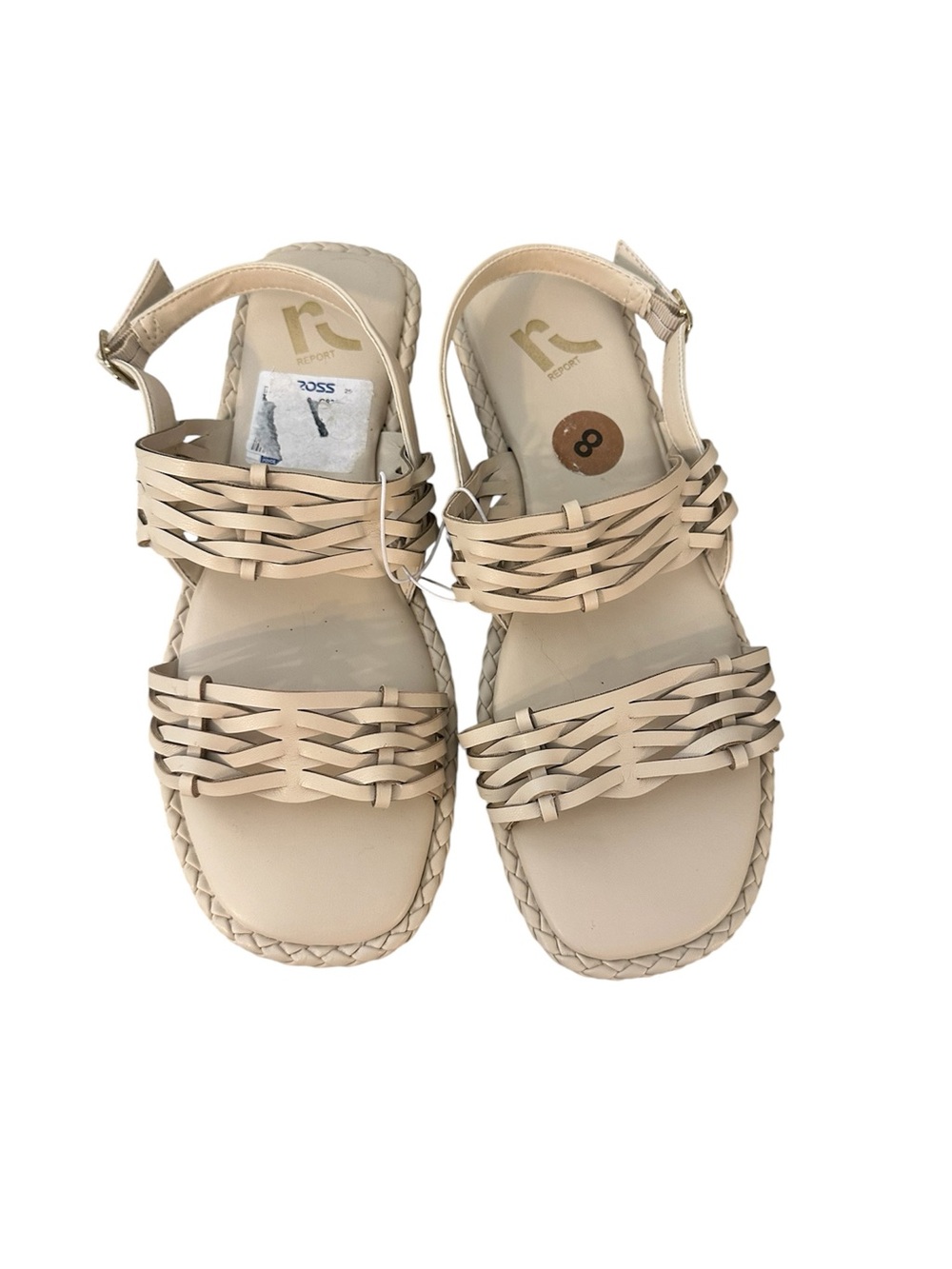 Report Fern Almond Basket Weave Strappy Women's Sandals Size 8 M